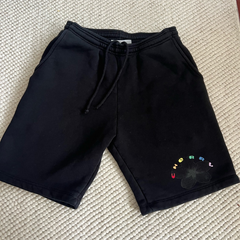 Cherry Black Ribbed Shorts
